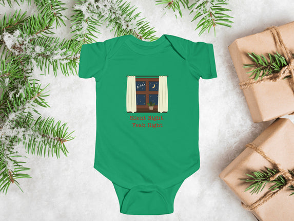 Christmas Infant Bodysuit | Holiday Baby Clothes | Newborn Baby Gift | Silent Night, Yeah Right | My First Christmas | Santa Baby Outfit