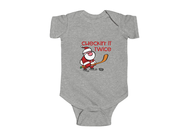Christmas Baby Bodysuit: Hockey Santa, Holiday Outfit