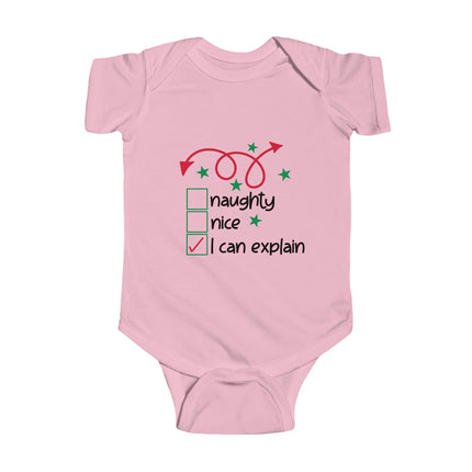 Christmas Infant Bodysuit | Holiday Baby Clothes | Newborn Baby Gift | Naughty Nice I Can Explain | My First Christmas | Santa Baby Outfit