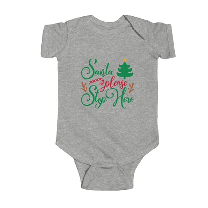 Santa Stop Here Christmas Baby Bodysuit: Holiday Outfit