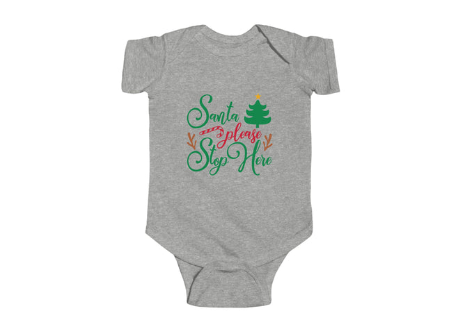 Santa Stop Here Christmas Baby Bodysuit: Holiday Outfit