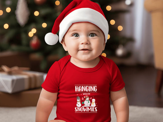 Christmas Baby Bodysuit: "Hanging With My Snowmies" Holiday Outfit