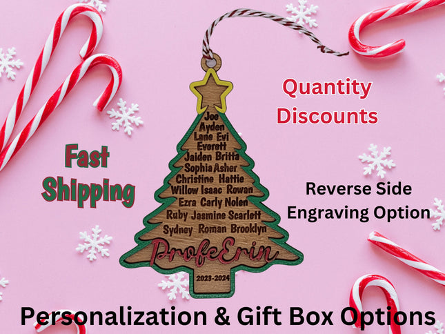 Personalized Teacher Christmas Ornament: Engraved Classroom Gift