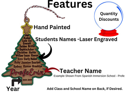 Personalized Teacher Christmas Ornament: Engraved Classroom Gift