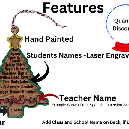 Personalized Teacher Christmas Ornament: Engraved Classroom Gift