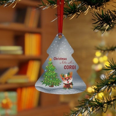 Corgi Ornament | Custom Holiday Ornament | Christmas Corgi Ornament | Personalized Ornament Kids | Corgi Mom Dad Gift | Christmas Ornament