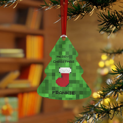 Personalized Gamer Christmas Ornament: Metal Holiday Ornament