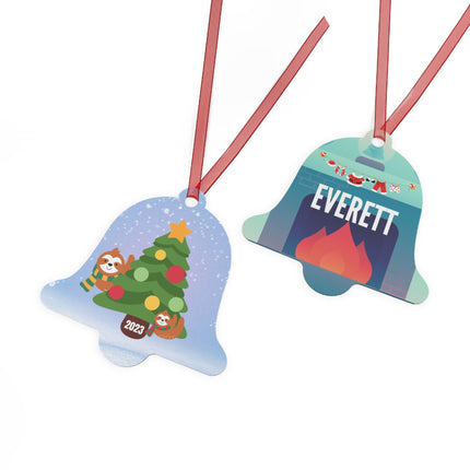 Personalized Sloth Christmas Ornament: Metal Holiday Ornament