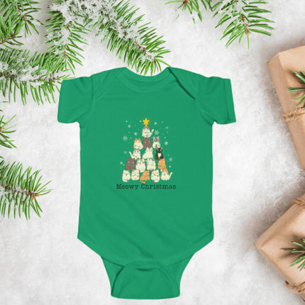 Meowy Christmas Baby Bodysuit: Holiday Cat Lover Gift