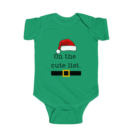 Christmas Infant Bodysuit | Holiday Baby Clothes | Newborn Baby Gift | On the Cute List | My First Christmas | Santa Baby Outfit