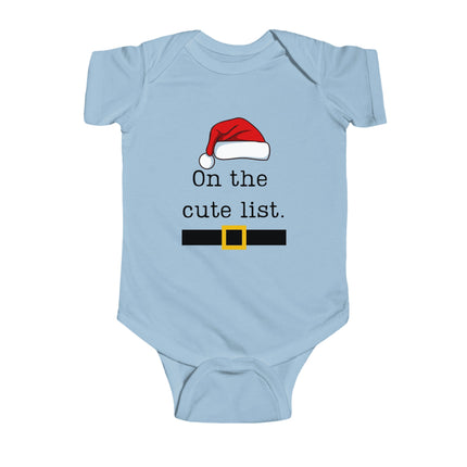 Christmas Infant Bodysuit | Holiday Baby Clothes | Newborn Baby Gift | On the Cute List | My First Christmas | Santa Baby Outfit