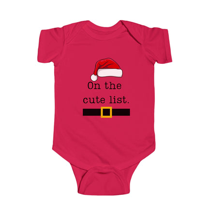 Christmas Infant Bodysuit | Holiday Baby Clothes | Newborn Baby Gift | On the Cute List | My First Christmas | Santa Baby Outfit