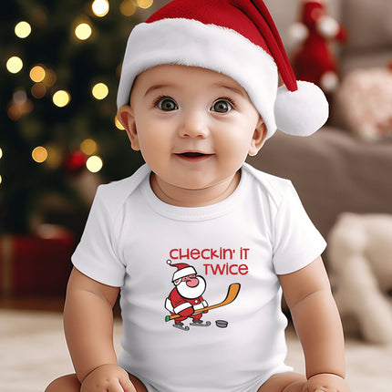 Christmas Baby Bodysuit: Hockey Santa, Holiday Outfit