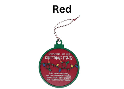 Funny Coworker Christmas Ornament: Hand-Painted Lights, Engraved Message