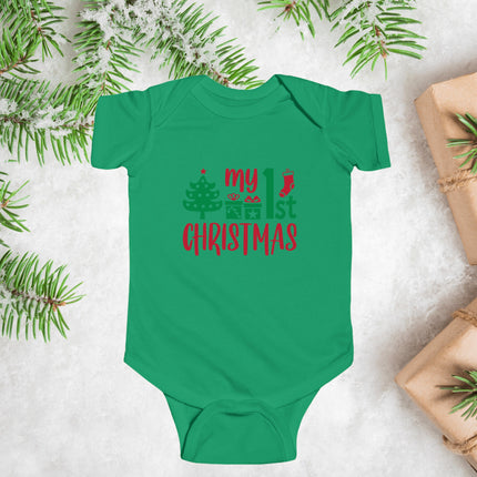 My First Christmas Baby Bodysuit: Holiday Reindeer Outfit