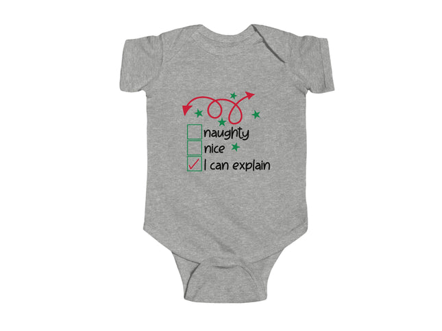 Christmas Infant Bodysuit | Holiday Baby Clothes | Newborn Baby Gift | Naughty Nice I Can Explain | My First Christmas | Santa Baby Outfit