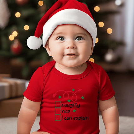 Christmas Infant Bodysuit | Holiday Baby Clothes | Newborn Baby Gift | Naughty Nice I Can Explain | My First Christmas | Santa Baby Outfit