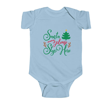 Santa Stop Here Christmas Baby Bodysuit: Holiday Outfit