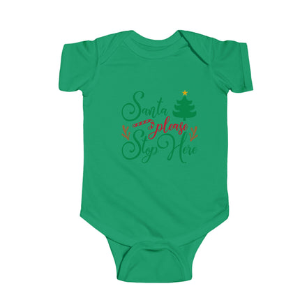 Santa Stop Here Christmas Baby Bodysuit: Holiday Outfit