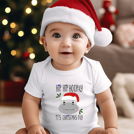 Hippo Christmas Baby Bodysuit: Holiday Outfit, First Christmas