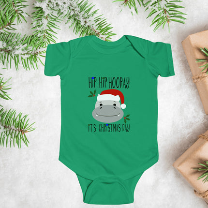 Hippo Christmas Baby Bodysuit: Holiday Outfit, First Christmas