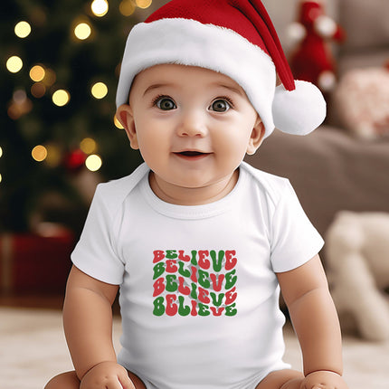 Believe Christmas Baby Bodysuit: Holiday Infant Outfit