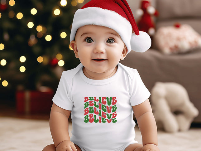 Believe Christmas Baby Bodysuit: Holiday Infant Outfit