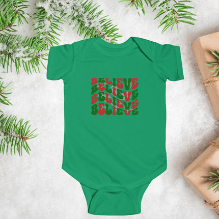 Believe Christmas Baby Bodysuit: Holiday Infant Outfit