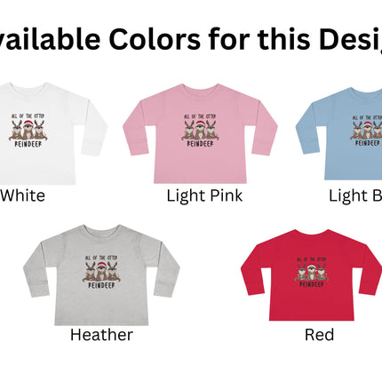 Festive Otter Reindeer Toddler Christmas Shirt: Holiday Long Sleeve Tee