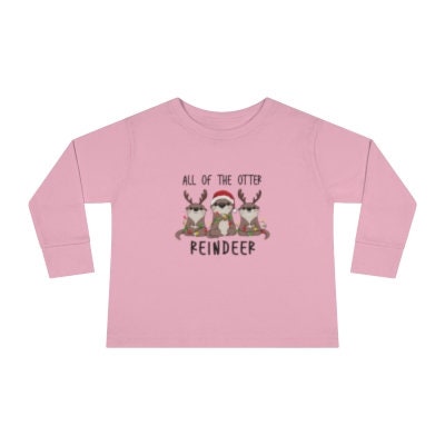 Otter Reindeer Toddler Long Sleeve Tee: Kids Christmas Shirt