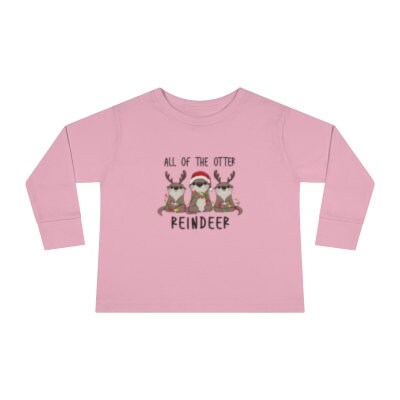 Festive Otter Reindeer Toddler Christmas Shirt: Holiday Long Sleeve Tee