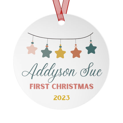 Personalized Baby's First Christmas Ornament: Aluminum Holiday Keepsake