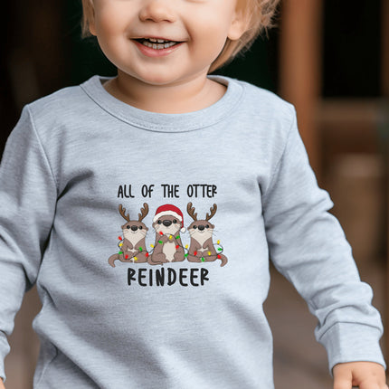 Otter Reindeer Toddler Long Sleeve Tee: Kids Christmas Shirt