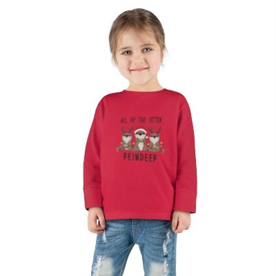 Otter Reindeer Toddler Long Sleeve Tee: Kids Christmas Shirt