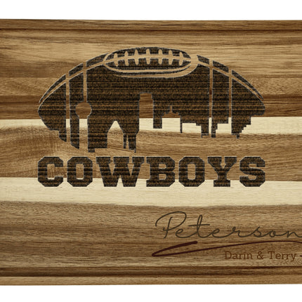 Dallas Football Cheese Board | Personalized Acacia Charcuterie Board