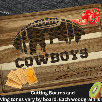 Dallas Football Cheese Board | Personalized Acacia Charcuterie Board