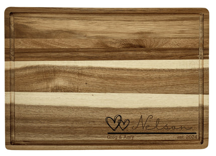 Personalized Acacia Wood Cutting Board: Engraved Family Cheese Board