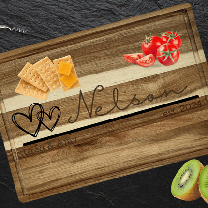 Personalized Acacia Wood Cutting Board: Engraved Family Cheese Board