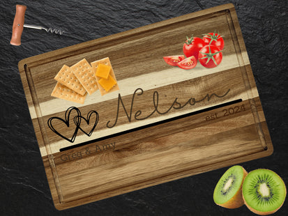 Personalized Acacia Wood Cutting Board: Engraved Family Cheese Board
