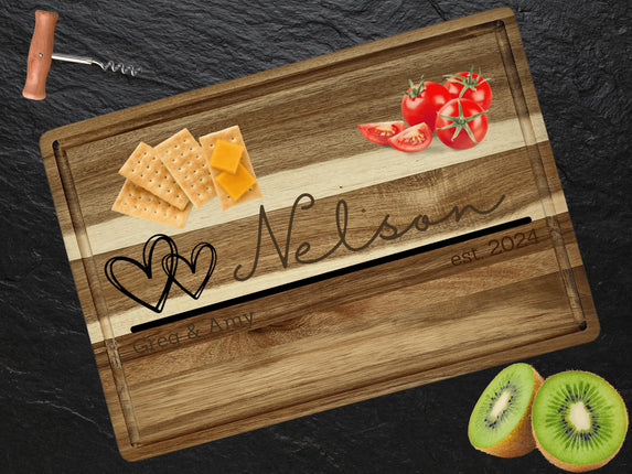 Personalized Cutting Board | Wedding Dates and Names Charcuterie Board