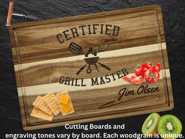 Personalized Cutting Board | Certified Grill Master Charcuterie Board