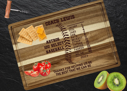 Baseball Coach Award Cheese Board | Personalized Acacia Charcuterie Gift