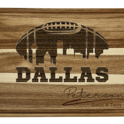 Dallas Football Cheese Board | Personalized Acacia Charcuterie Board