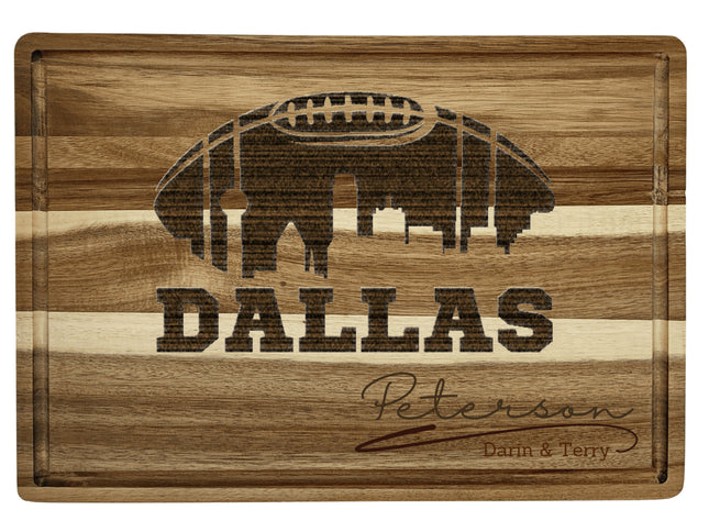 Dallas Football Cheese Board | Personalized Acacia Charcuterie Board