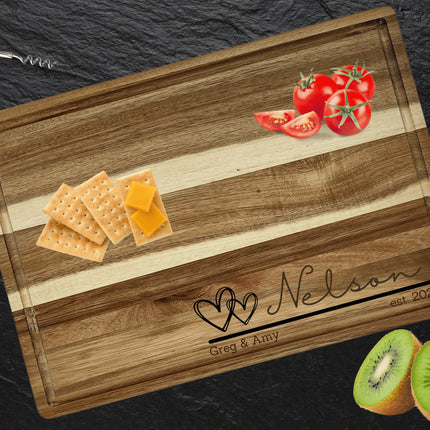 Personalized Acacia Wood Cutting Board: Engraved Family Cheese Board