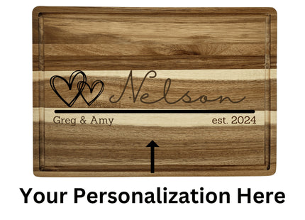 Personalized Acacia Wood Cutting Board: Engraved Family Cheese Board