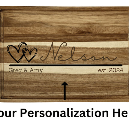 Personalized Acacia Wood Cutting Board: Engraved Family Cheese Board