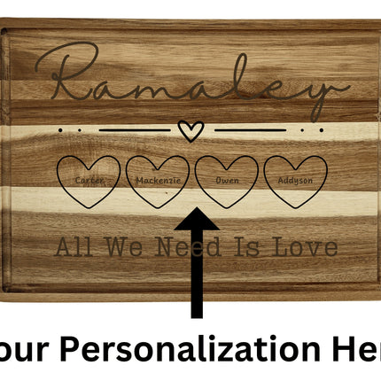 Personalized Acacia Wood Cutting Board: Engraved Family Cheese Board