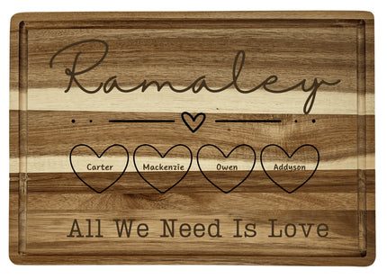 Personalized Acacia Wood Cutting Board: Engraved Family Cheese Board
