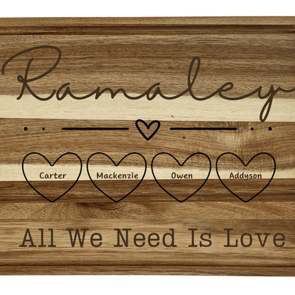 Personalized Cutting Board | All We Need is Love Charcuterie Board